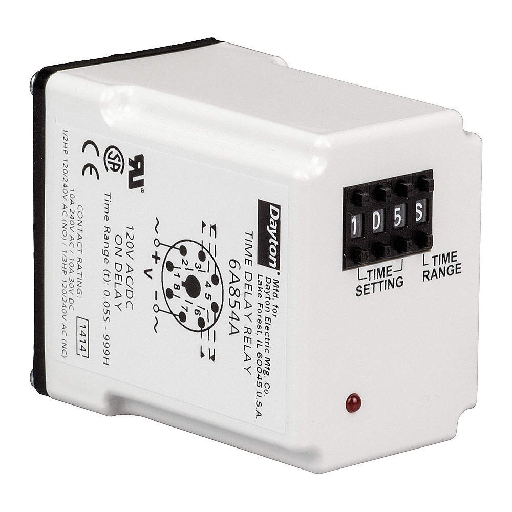 DAYTON 5DPZ6 SinFunTimeDelayRelay, 240VAC, 8Pins 5DPZ6