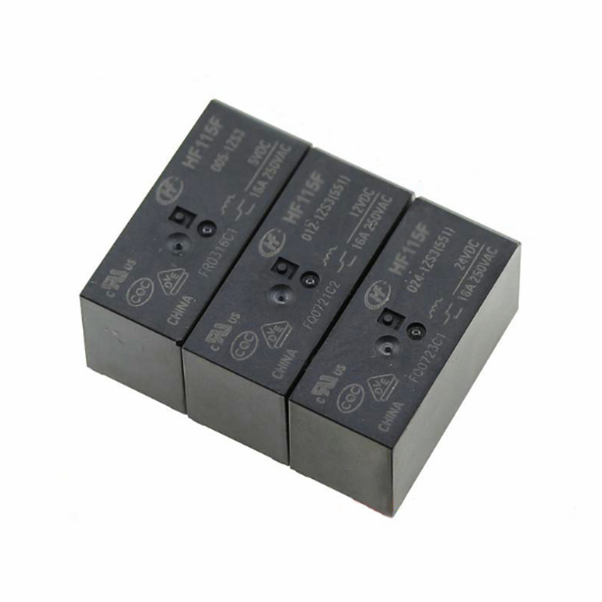 DC 5V 12V 24V PCB Relay 8 Pin 16A Black Relay 1 Form C HF115F 1ZS3 Relay DIP8