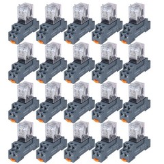 DPDT 2NO 2NC 12V DC Relay Coil Pack – 20PCS with Socket Base