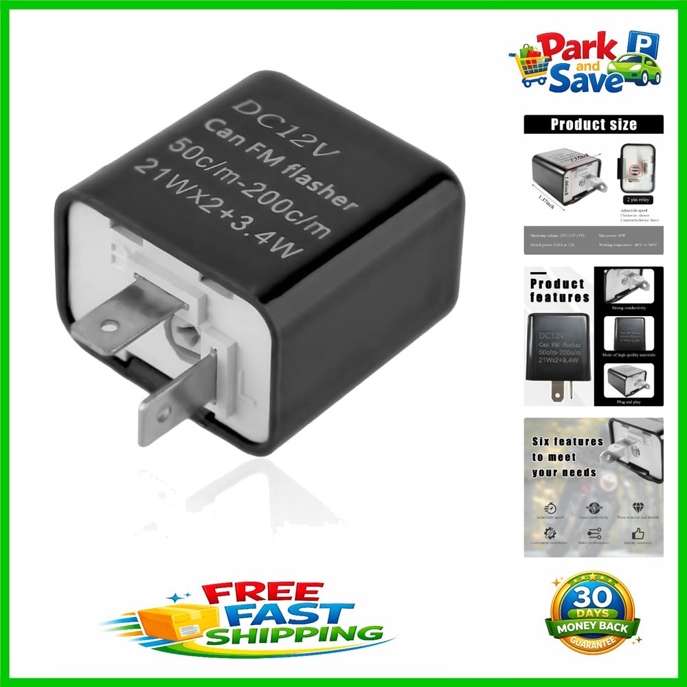 Compact 12V Adjustable LED Flasher Relay – 2-Pin for Seamless Signal Operation
