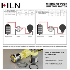 Latching 20 Amp 22 mm (7/8”) 2pcs High Current Pushbutton Switch 110V DC Swi…