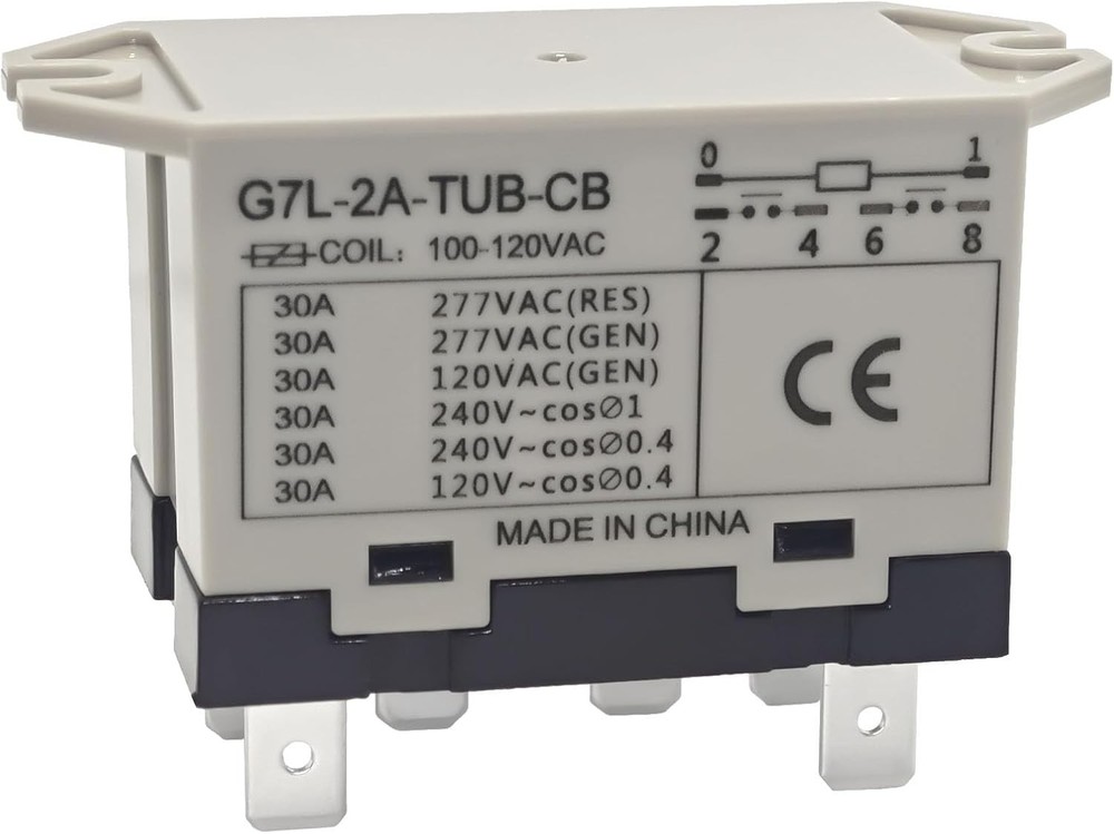 G7L 2A TUB CB 100 Power Relay 30A 277VAC 120VAC 6 Pin DPST NO Contacts Quick