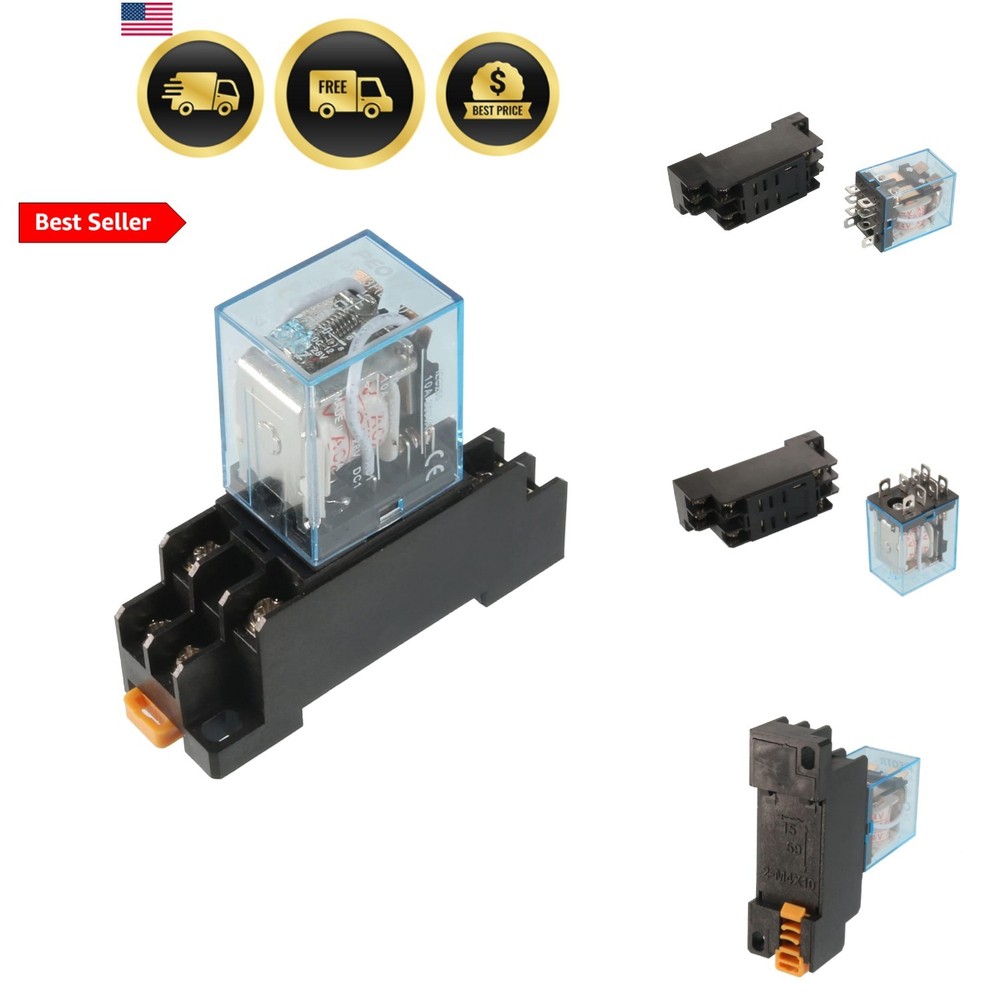 A14071800ux0297 35mm DIN Rail DPDT 8P General Purpose Power Relay AC 24V Coil…