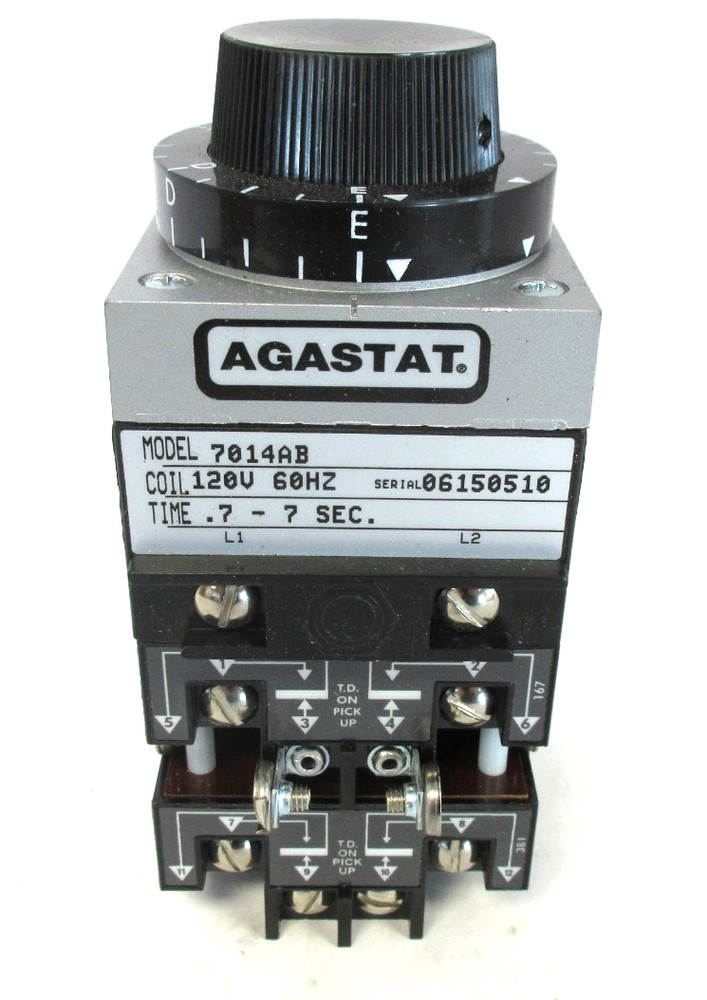 Agastat 7014AB Timing Relay. Coil 120VAC Time: .7 – 7 Seconds