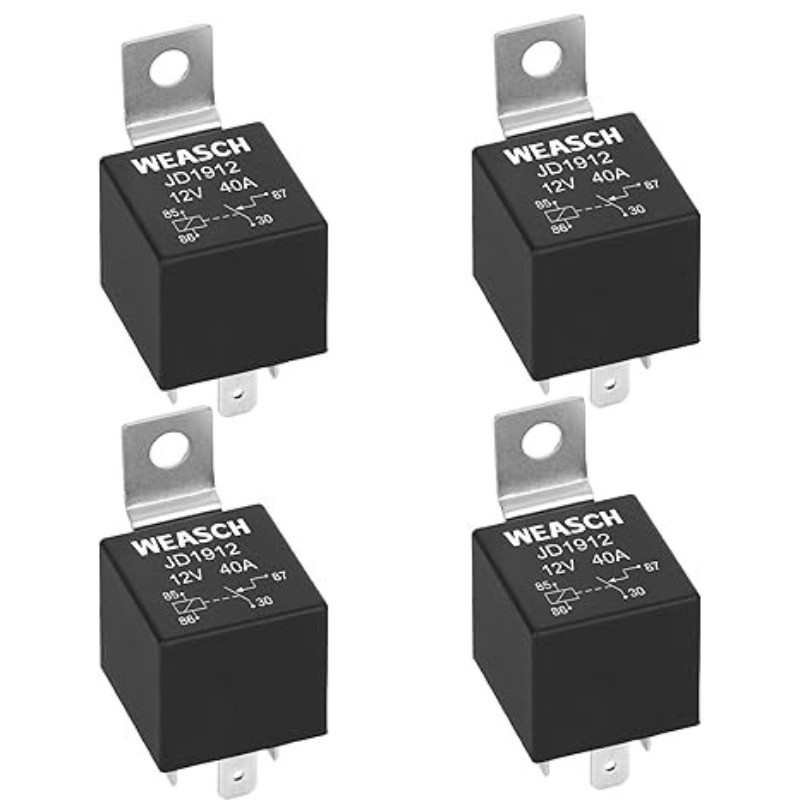 4 Pack JD1912 Car Relay, 12V 40A, 4 Pins SPST, Automo Item Package Quantity: 4