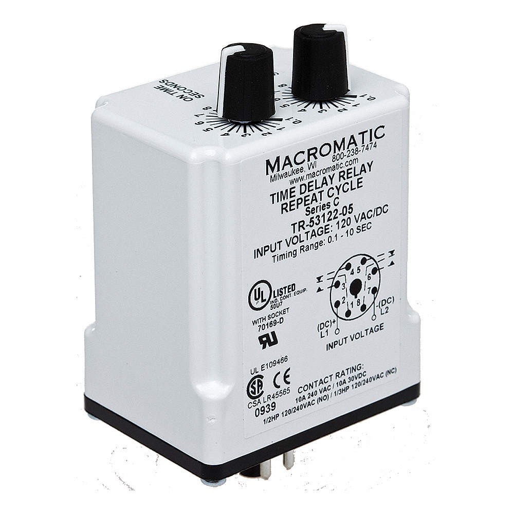 MACROMATIC TR-55128-10 SinFunTimeDelayRelay, 24VAC/DC, 8Pins 23NV22