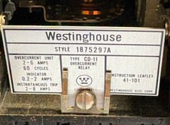 Westinghouse Type C0-11 Style 1875297A Overcurrent Relay
