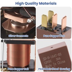 12V 30A Automotive Relay Heavy Duty Waterproof Starter Relay, 8 Pack