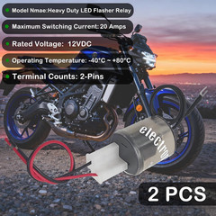 2-Pack 2-Pin LED Flasher Relay with Ground Wire & Connector Pigtail Harness – 12