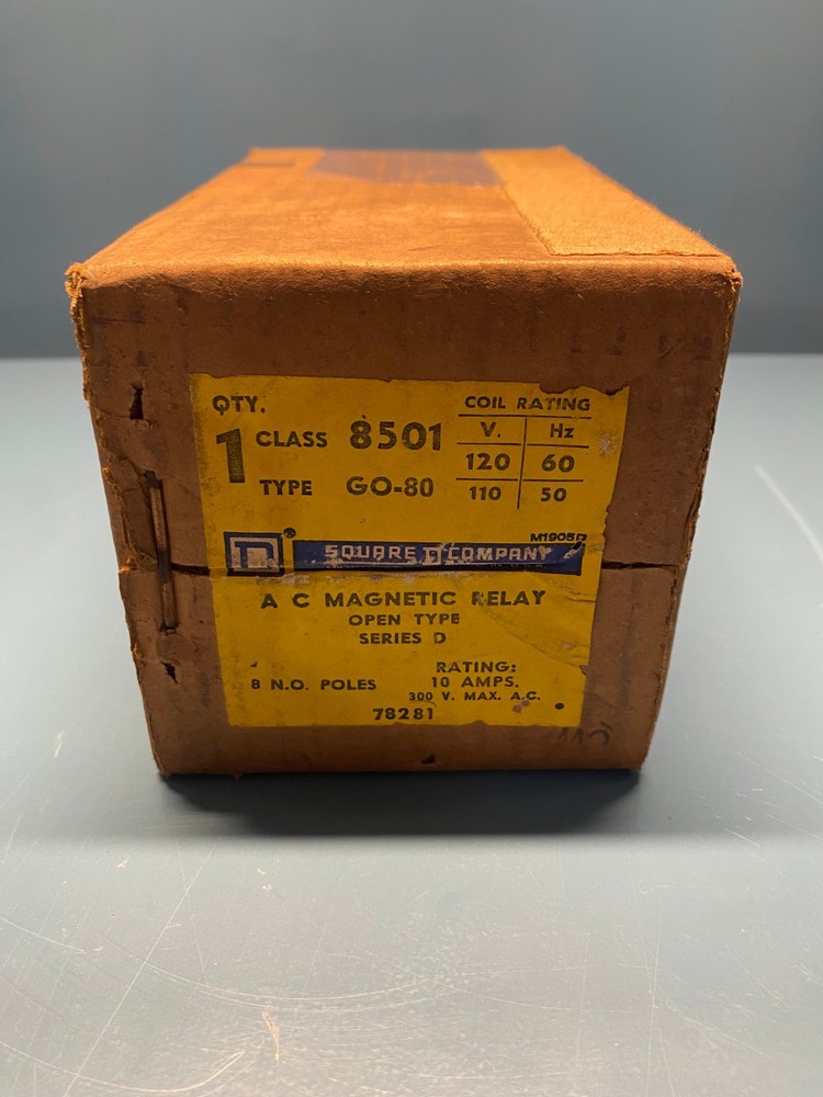 SQUARE D – AC MAGNETIC RELAY, 78281, CLASS 8501, TYPE GO-80, SERIES D