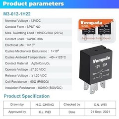 12V 30A Multi-Purpose Relay, 4-Pin Automotive Relay with Nylon Shell,4pin-x-2pcs