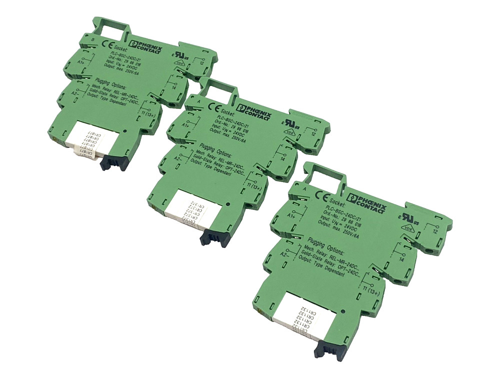 Phoenix Contact PLC-BSC-24DC/21 Socket 2966016 w/ Relay 24VDC 2961105 LOT OF 3