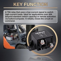 12V 75A Power Relay – Normally Open, Din Rail Mount, Copper Contacts, 1 Pack