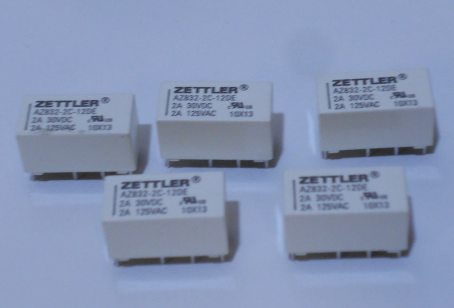 Lot of 5 Zettler Relays AZ832-2C-12DE 2A 30VDC 2A 125VAC