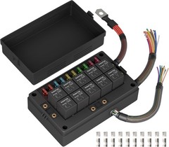 Box 12V 10 Way Relay Block and 10 Way ATC/ATO Blade Fuse Panel Pre-Wired Dustpr