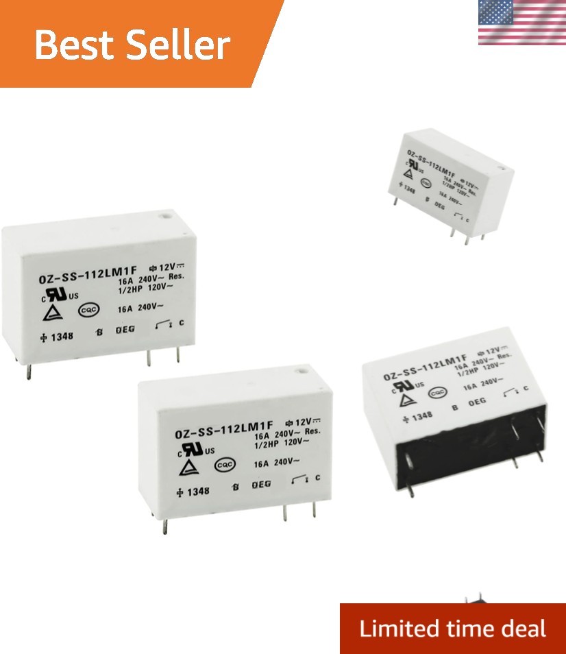 Power Relay 12V DC 16A SPST-NO 6-Pin for Automotive Industrial Use