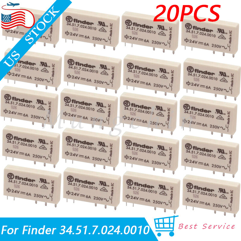 20* Power Relay For Finder 34.51.7.024.0010 24VDC 6A 34.51.24VDC 5Pins SPDT US