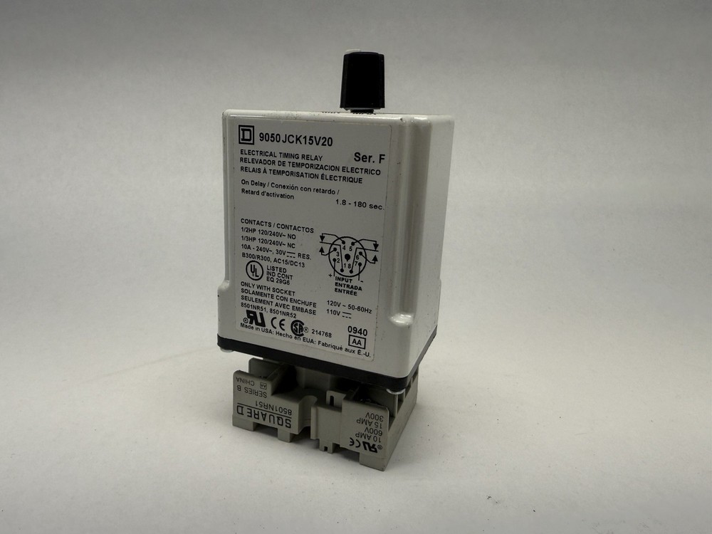 Square D 9050 JCK-15V20 Timing Relay With 8501NR51
