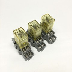 Lot of 3 Idec RH2B-U Ice Cube Control Relay 24VDC Coil, DPDT 10A 240VAC w/Socket