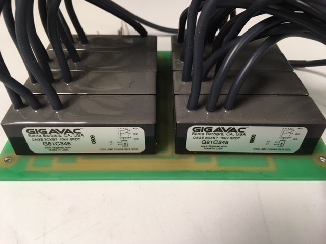 (8) GIGAVAC G81C345 High Voltage SPDT Relays on PC Board (10KV 26.5 VDC COIL)