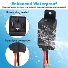 Cotonlake12V 40A 4Pin SPST Harness Sockets with Color-Labeled Wires for Autom…