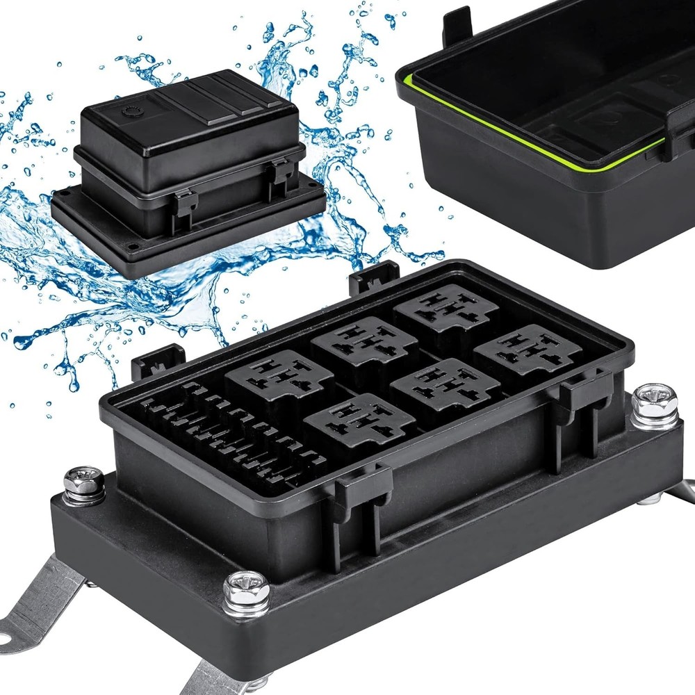 True Mods 12V DC Auto Waterproof Fuse 5-Pin Relay Box Block [6 Bosch Style Relay