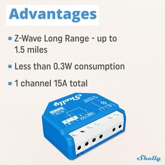 Wave 1 US LR UL | Z-Wave Long Range Smart Switch Relay, 1-Channel 15A Dry Con…