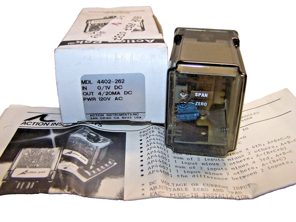 NEW ACTION INSTRUMENTS PAK SUMMING / DIFFERENCE MODULE RELAY 120 VAC 4402-262