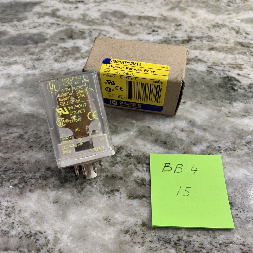 1 NEW SQUARE D 8501 KP12V14 SER F PLUG IN GP RELAY DPDT-12A COIL 24V 50/60Hz