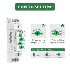10A Asymmetric Cycle ON/Off Repeat Timer Relay 1SPDT DIN Rail AC/DC 24V240V
