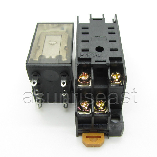 Power Relay Coil DC12V DPDT 5A MY2NJ HH52P HHC68B-2Z With Socket Base