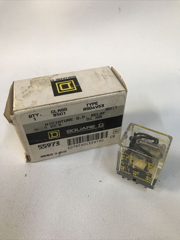 SQUARE D CLASS 8501 TYPE RSD4V53 Mini G.P. Relay 55973 SERIES B