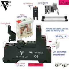 6Pcs 12A Electromagnetic Relay with Test Switch, 110V-120VAC, SPDT, LED Light, 5