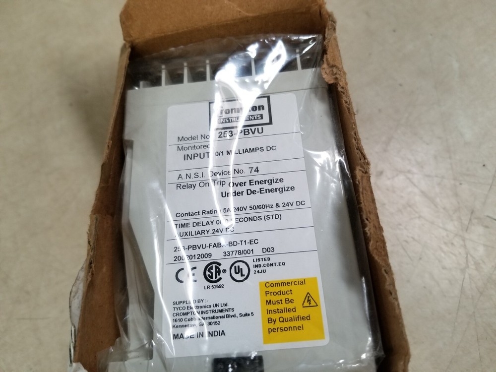 CROMPTON 5A 240V MONITORED PROTECTOR RELAY 253-PBVU-FABX-BD-T1-EC