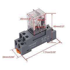 2PCS 24V DPDT Relay 10A Electromagnetic Switch with Indicator Light & Socket Bas