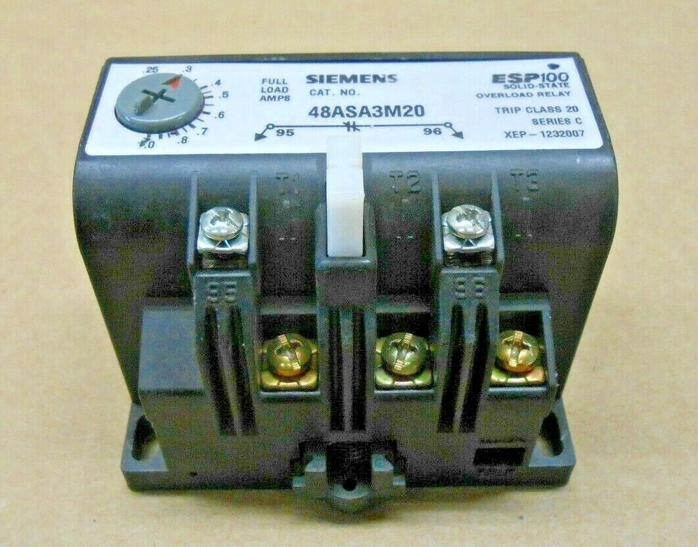 NEW SIEMENS 48ASA3M20 OVERLOAD RELAY ESP100 .25-1.0 AMP 3 PH 600V(4 AVAILABLE)