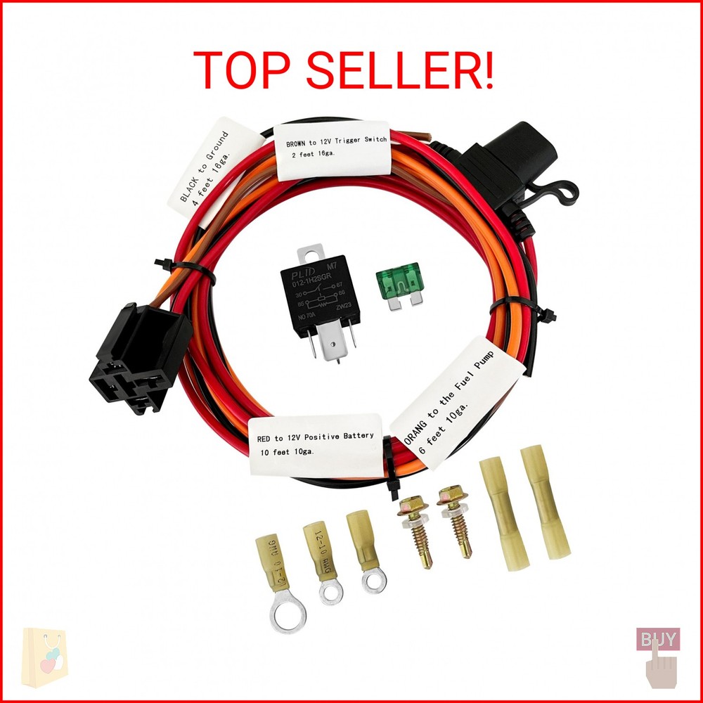 JY Performance Electric Fuel Pump Relay Kit for 12V System 40 AMP Waterproof Hea