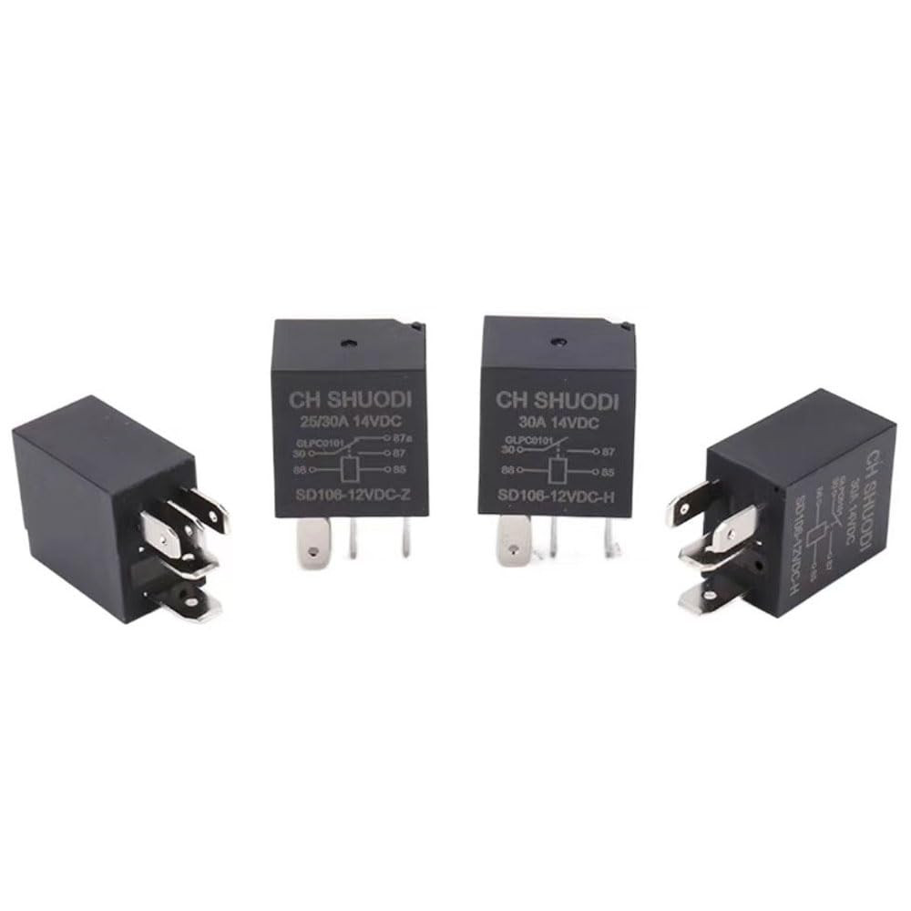 5 Pin 12V 30A Micro Relay 4 Pack – Small Multi-Purpose Automotive Starter Relay