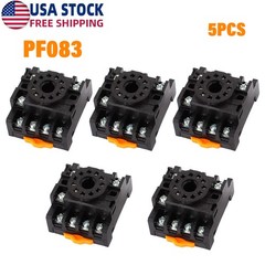 5PCS PF083A 8 Round Pins 35mm DIN Rail Mount Socket Base for MK2P-I AH3-3 Relay