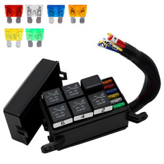 12V Relay Fuse Box Block, Pre Wired Relay Box, with 6 (5 * 5Pin, 1 * 4Pin) Relay