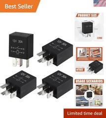 Universal Compact 4 Pin 12V 30A Relay Kit with Brass Contacts & Waterproof Shell