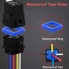 8 Pack 80/60 AMP Waterproof Car Relay and Harness – Heavy Duty 12 AWG Copper Wir