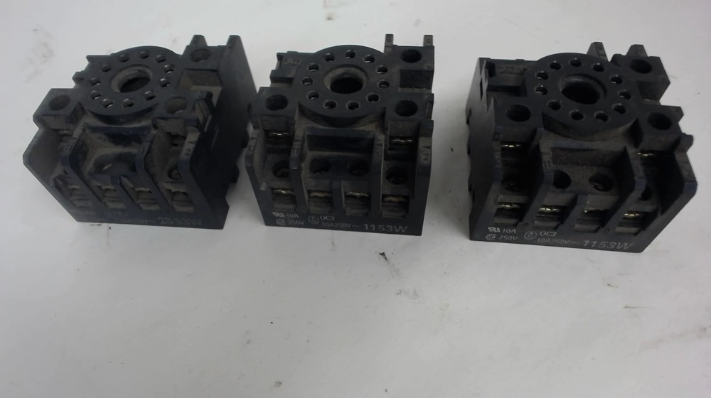 Lot Of 3, Omron, Pf113A-E, Contact Relay Sockets, 10 Amps, 250 Volts