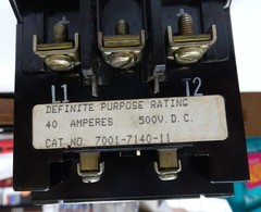 JOSLYN CLARK 7001-7140-11 40A DC CONTACTOR 2 N/O + 1 N/C 120VAC COIL (084)