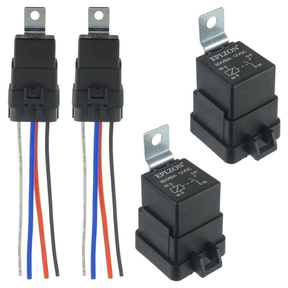 EPLZON 4 PIN 80/60 AMP 12V DC SPST Waterproof Relay Heavy 4