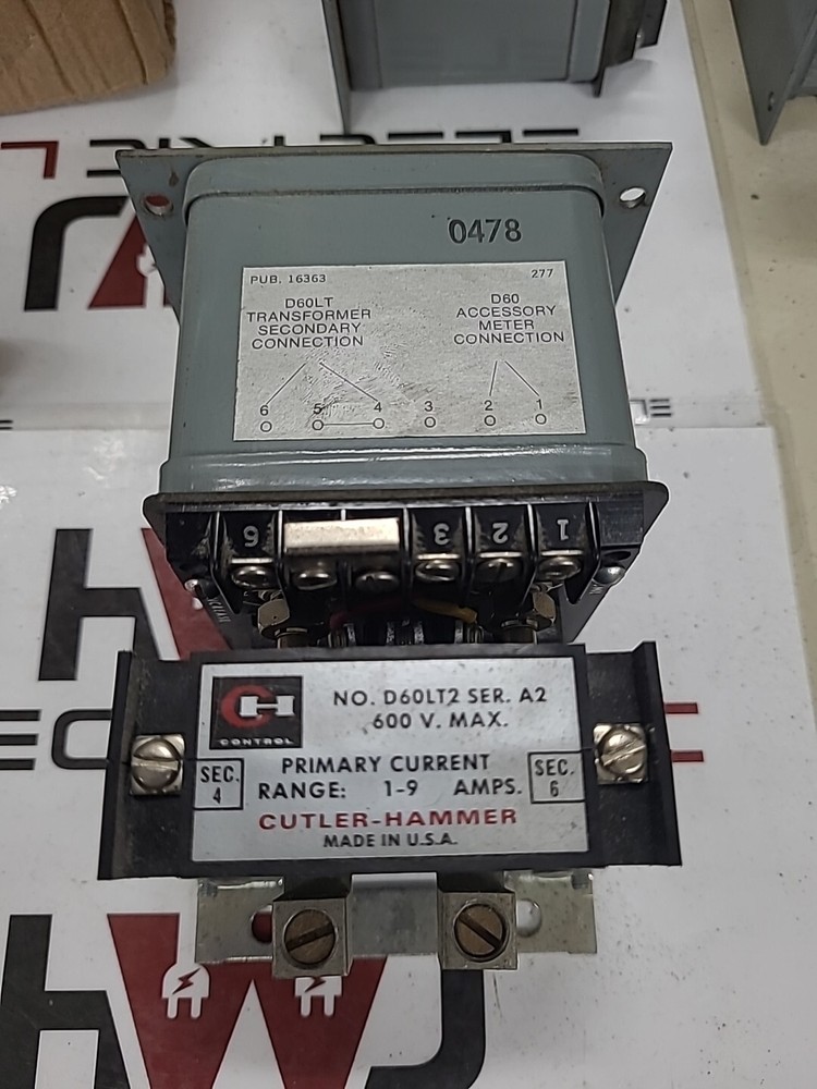 Cutler Hammer D60LT Adjustable Current Relay D60LT2 Transformer