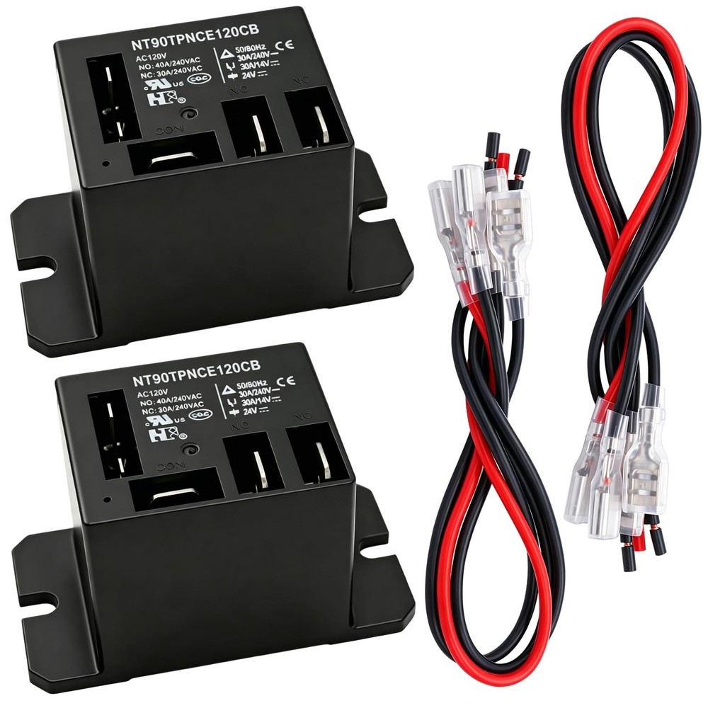 2PCS Power Relay AC120V Coil, 30A SPDT With Flange Mounting And 10 Quick Connect