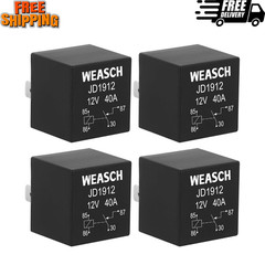 4 Pack JD1912 Car Relay, 12V 40A, 4 Pin SPST, Automotive Switches and Starters,