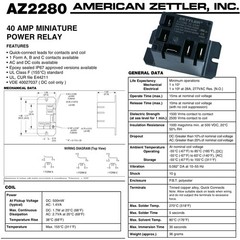 Zettler Mini Power Relay AZ2280-1C-24AF 30A 277VAC 28VDC -Universal 24 AC Volt
