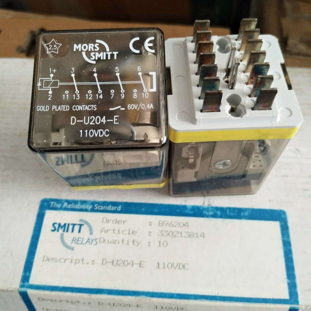 Mors Smitt D-U204-E 110VDC Power Relay 60V 0.4A 14 Pins x 1pc